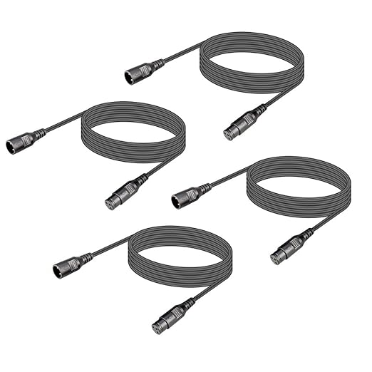 4Pack 3 Pin XLR Cable Male Female XLR Patch Cables, Dmx Cables 3m 10ft