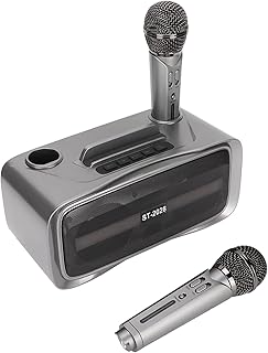 PENO ST-2028 Multifunctional Portable Karaoke Speaker System Powerful black and silver karaoke machine with 2 wireless conference microphones