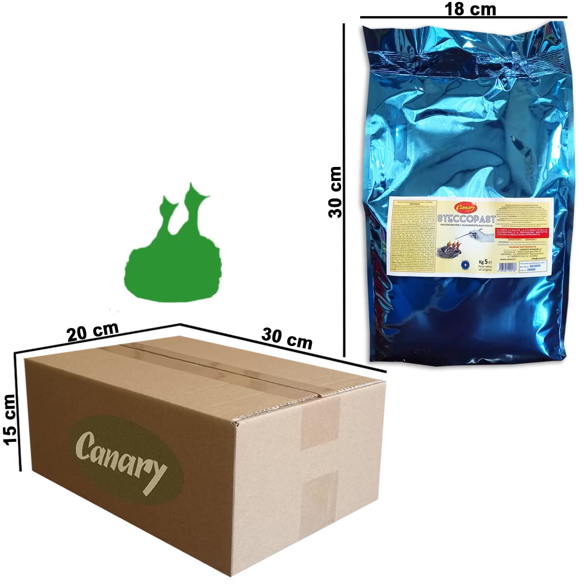 Canary SteccoPast 1 pack da 5kg Mangime in farina da imbecco per uccelli nidiacei - pastoncino per allevamento allo stecco, uccellini pullus, 1 confezione da 5kg