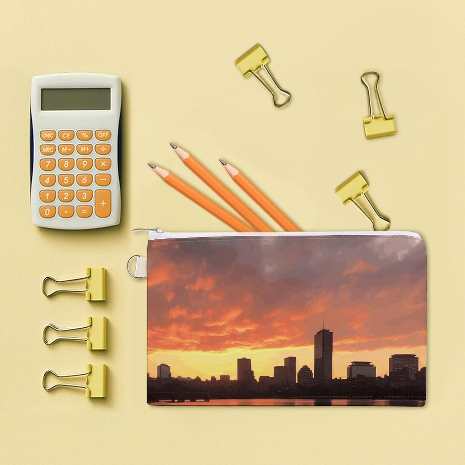Boston Charles River City Skyline Sunset Coin Purse Portable Canvas Coin Pouch with Zipper Mini Coin Pocket Pouch Change Holder Slim Cash Change Wallet Lightweight Cute Coin Bag for Men Women