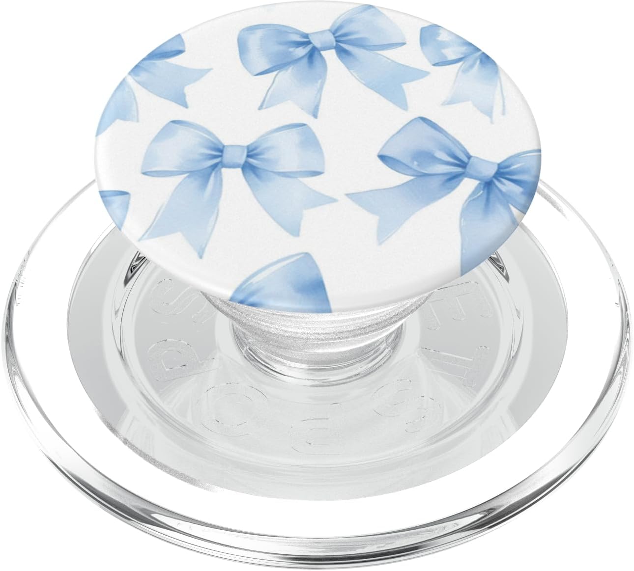 Light Blue Satin Bow Pattern PopSockets PopGrip for MagSafe