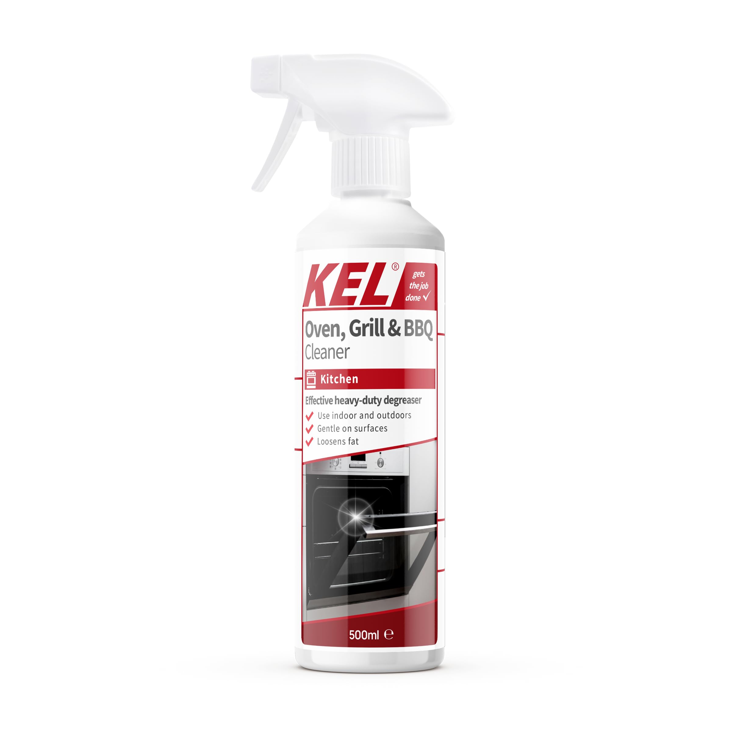 KEL Oven, Grill & BBQ Cleaner Spray 500ml - Heavy-Duty Degreaser for Baked-On Food & Burnt Grease - Fast-Acting Professional Cleaning Spray for Ovens, Barbecues, Grills, Racks & Trays