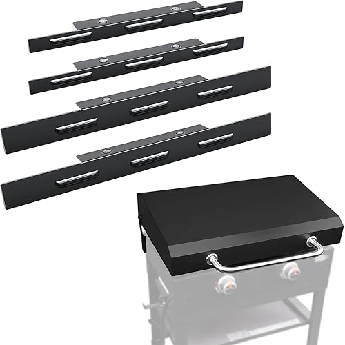 Grisun Tapa con bisagras y protectores contra el viento para parrilla Blackstone de 28 pulgadas, tapa de plancha de acero con recubrimiento en polvo