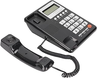 Corded Landline Telephone, Hotel Corded Telephone, Office Landline Telephone with Caller ID Display, Number Storage and Display, Redial Function, for Office, Hotel, Home(Black)