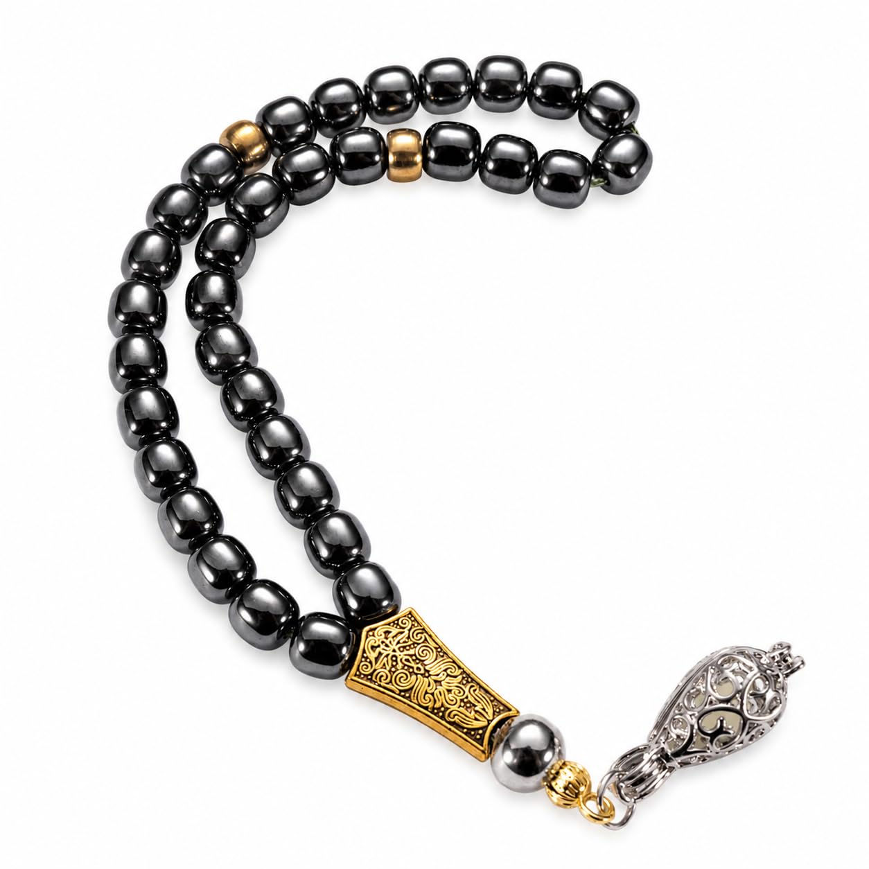 Hämatit Tasbih 33 Perlen Misbaha Tesbih für Männer, 1 Stück