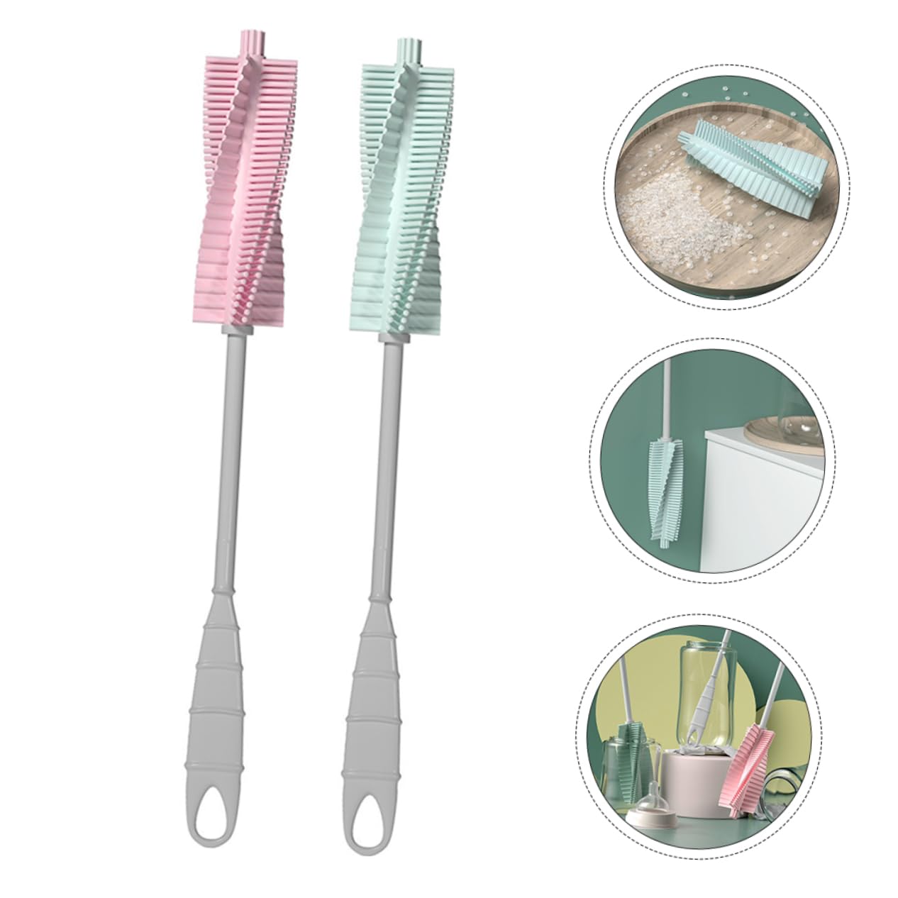 Yardwe 3 Set Spazzolino Per Ciuccio Pennello Per Bottiglie Di Cura Lavabiberon Spazzole Per Biberon Scrubber Per Biberon Detergente Per Bottiglie Gel Di Silice 2 Pezzi * 3