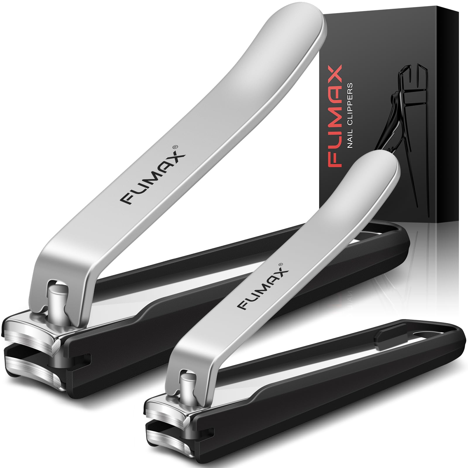 Nail Clippers for Men Women with Catcher, 2-Pack Large & Small Nail Cutter for Fingernails & Toenails, Sharp Stainless Steel Heavy Duty Fingernail Clipper Gifts for Adults
