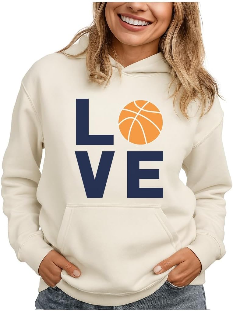 Tstars Love Basketball Hoodie for Women and Teen Girls Graphic Hoodies Gift Idea for Players Coaches and Fans