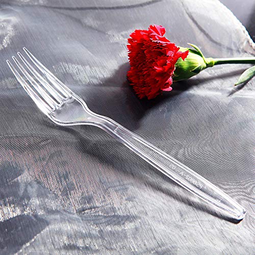 Supernal Plastic Silverware 400Pcs Disposable Clear Plastic Silverware Crystal Plastic Cutery Plastic Forks And Spoons 200 Forks And 200 Spoons Supernal thumb #2