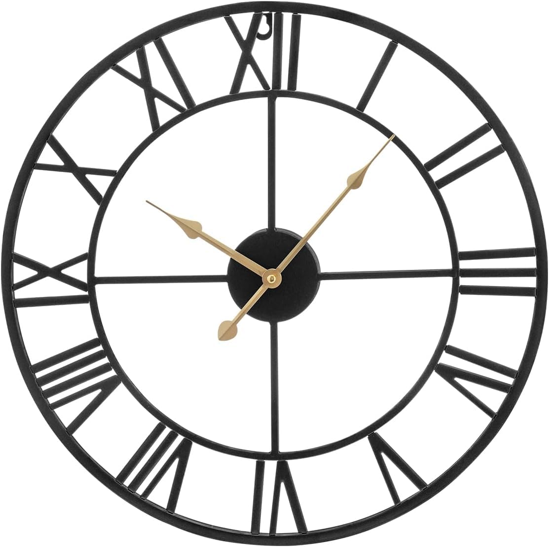 YORKING Roman Wall Clock Metal Vintage Large Black Wall Clock (Black&Bronze, 47cm)