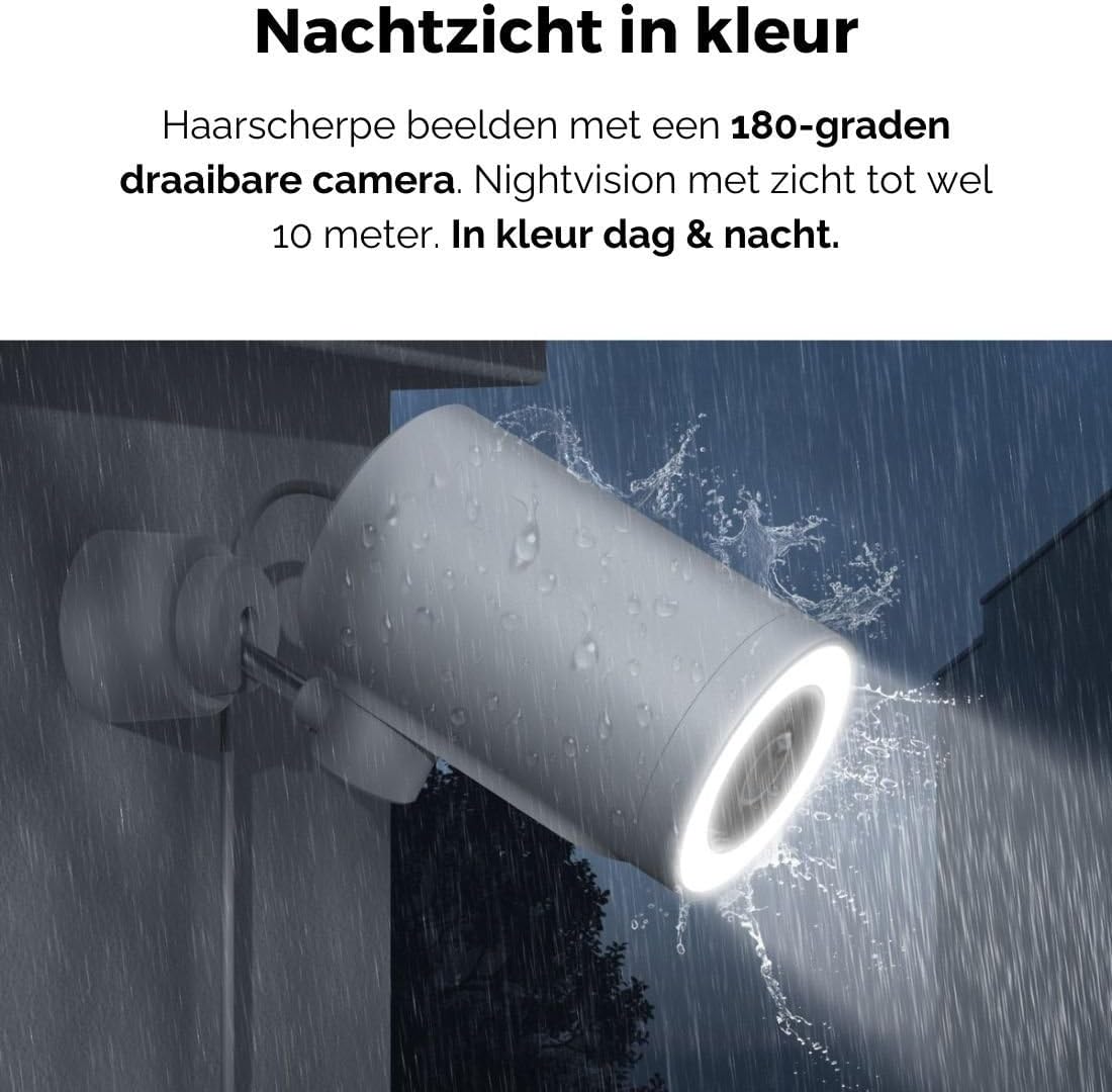 Agunto AGU-OC1 Outdoor Security Camera demonstrating color night vision in rain