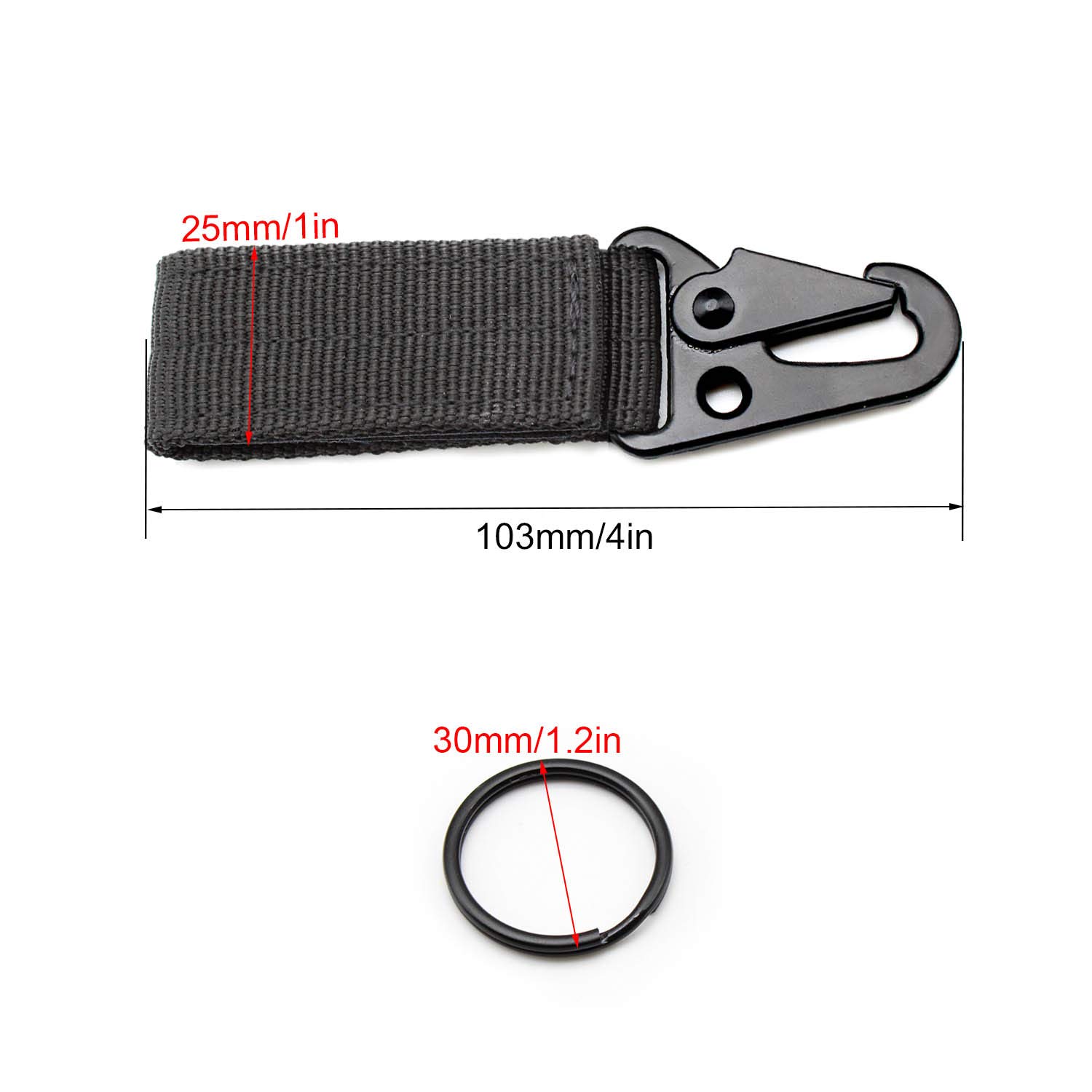 3 Moschettoni Tattici In Nylon Con Portachiavi - Gancio Multiuso Per Outdoor, Campeggio, Escursionismo - Foto 2