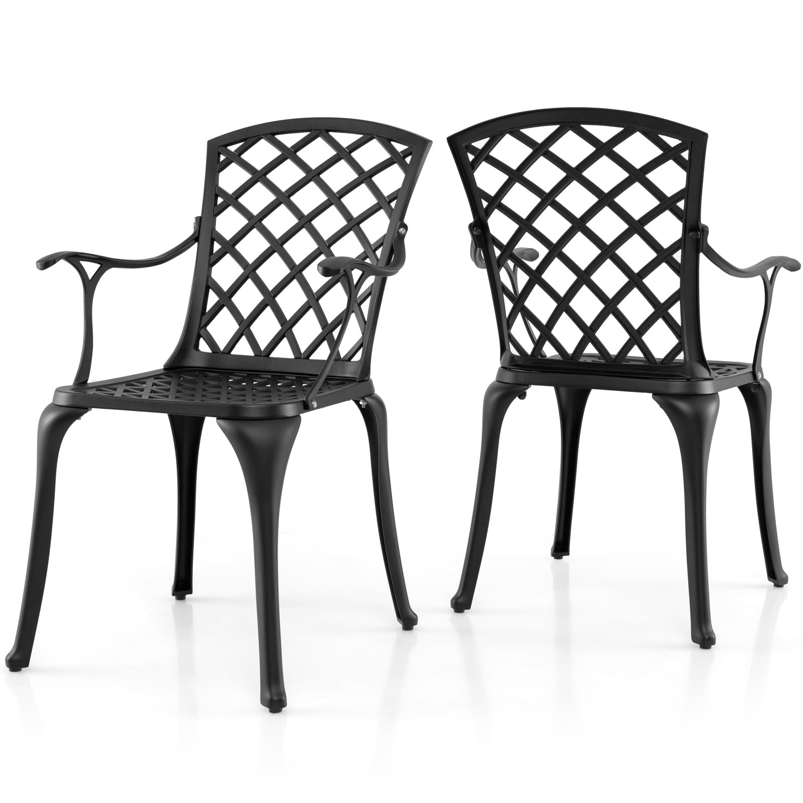GIANTEX Set Di 2 Sedie Da Giardino In Alluminio Pressofuso – Impilabili Con Braccioli, Portata 165 Kg, Per Esterno, Balcone E Piscina