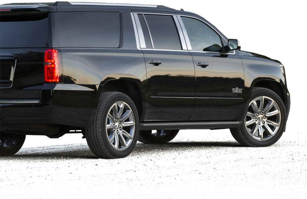 Made in USA! Compatible with 2015-2020 Chevy Suburban | GMC Yukon XL 10PC Stainless Steel Chrome Pillar Post Trim