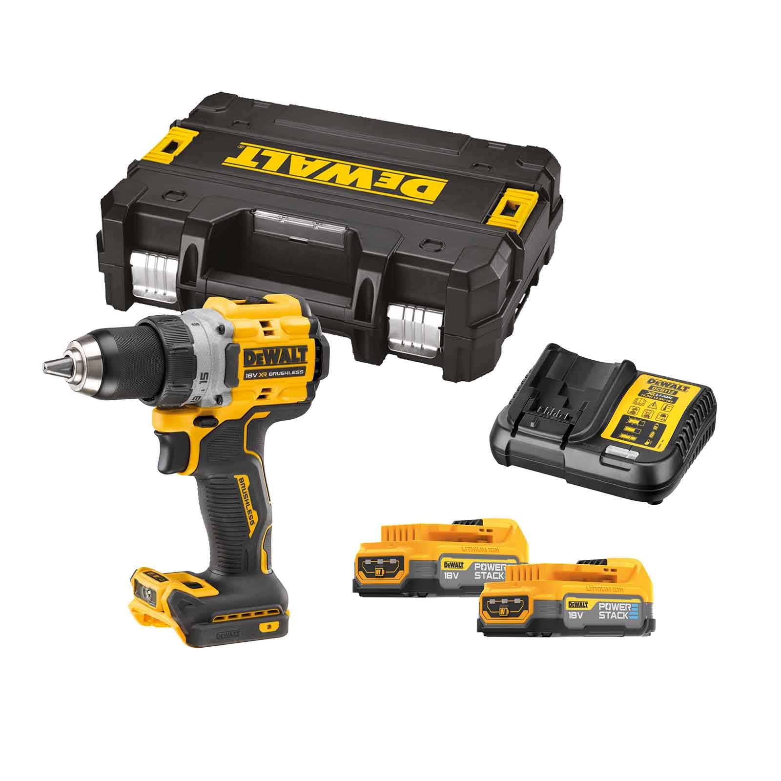 Brushless Drill Driver XR 18V 13mm 90Nm with 2 POWERSTACK batteries and TSTAK case