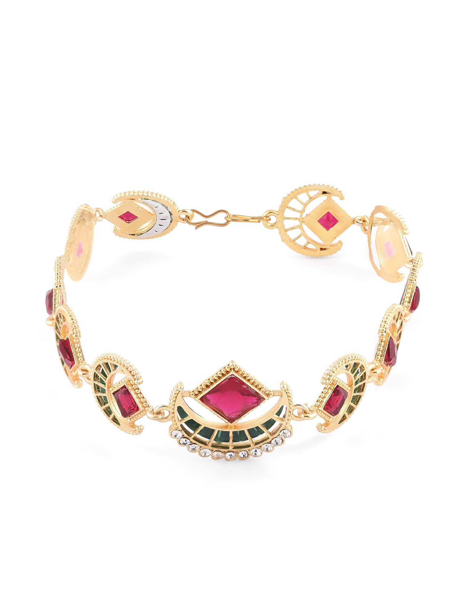 Zaveri Pearls Pink & Green Stones Crescent Bridal Head Chain For Women-ZPFK14387 (B0B6RMGRWD) Amazon Price History, Amazon Price Tracker