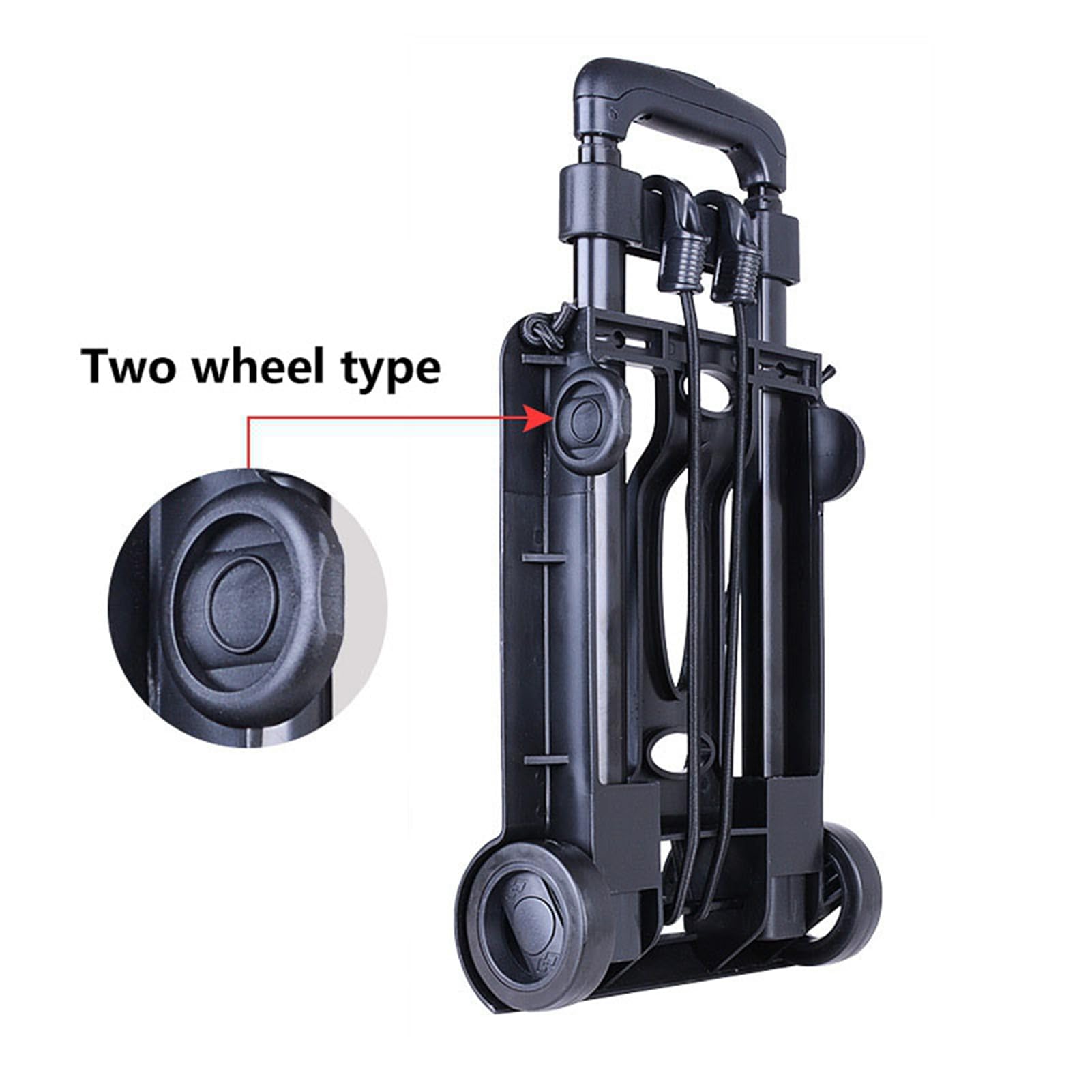 POENVFPO Carretilla de Mano Plegable, Carrito de ABS y Hierro con Ruedas, Carretilla de Mano Plegable para Viajes, Compras en la Oficina, Capacidad de 110 Libras, Barra de Tracción de 35 Pulgadas,