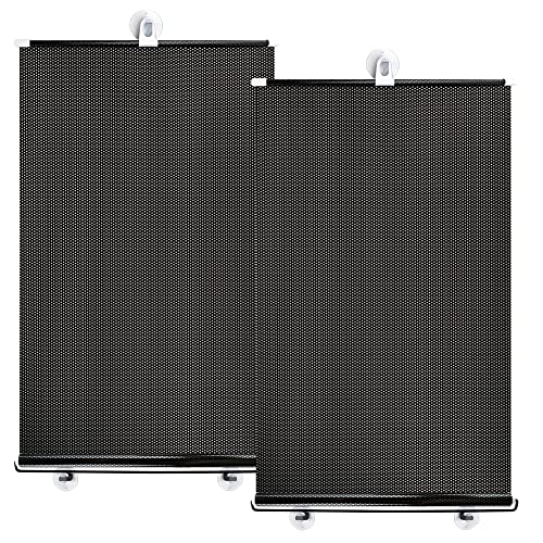 2 Piezas Parasol para Ventana de Coche 40 * 60cm Parasol Enrollable Retráctil Visera para Ventanas con 6 Ventosas Ventana Lateral del Coche Sombra Retráctil para Proteger los Rayos UV Privacidad (A)