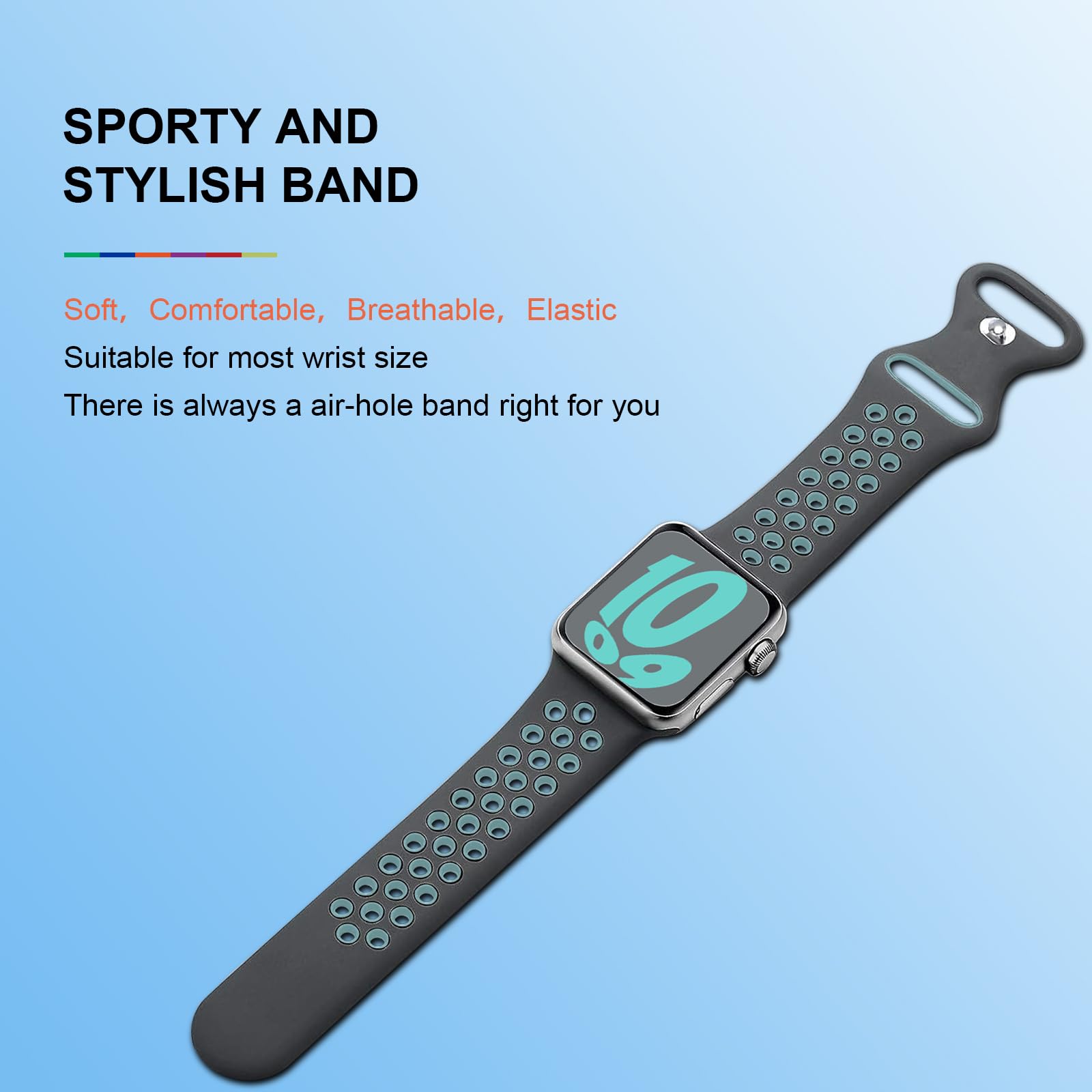 Gulemfy Compatibile per Apple Watch Cinturino - Cinturino 44mm 42mm 45mm 46mm 49mm 38mm 40mm 41mm, Sportiva Cinturini Silicone e Traspirante per iWatch Series SE 10 9 8 7 6 5 4 3 2 1 Ultra