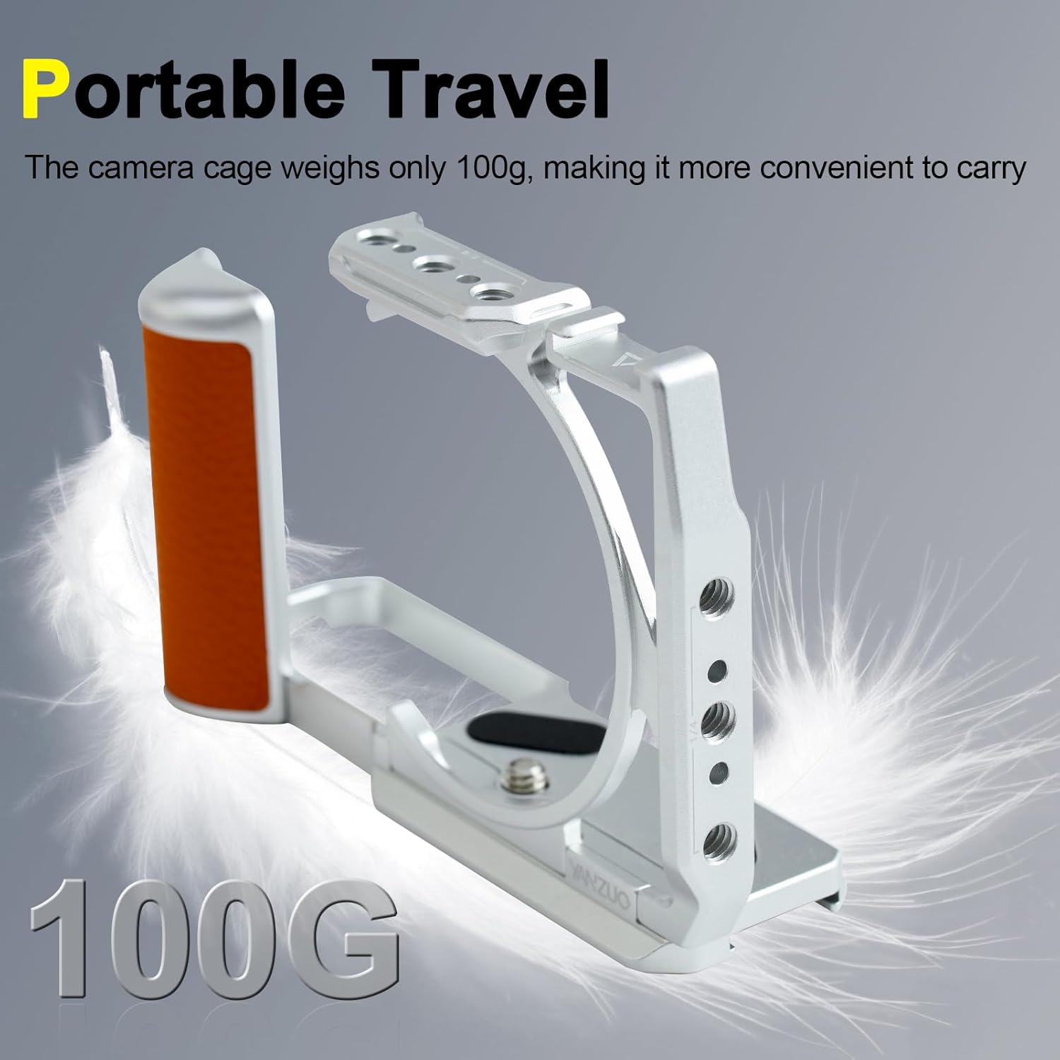 Camera Cage for LUMIX S9, Ultra-Light 100g Genuine Leather & Aluminum Rig, 8 Color Options with Arca-Swiss Base & Cold Shoe for Vlogging & Travel (Black)