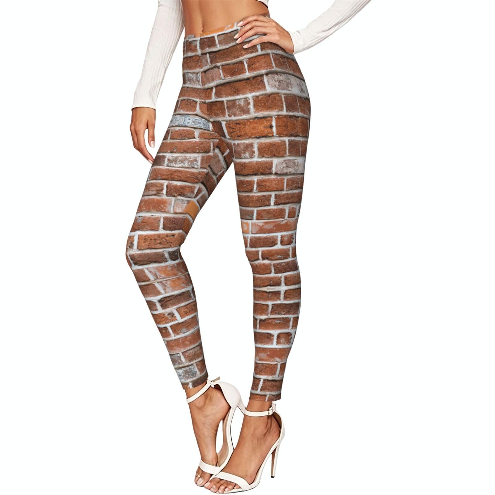 Leggings de compresión Old Brick Wall Print de mujer para entrenamiento 7