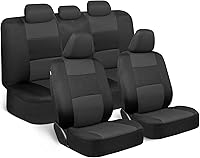 BDK PolyPro Car Seat Covers Full Set Charcoal Black - Universal Fit Easy Install for Cars Trucks SUVs Split Bench Rear