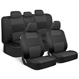 BDK PolyPro Car Seat Covers Full Set in Charcoal on Black – Front and Rear Split Bench for Cars&comma; Easy to Install Cover Set&comma; Accessories Auto Trucks Van SUV
