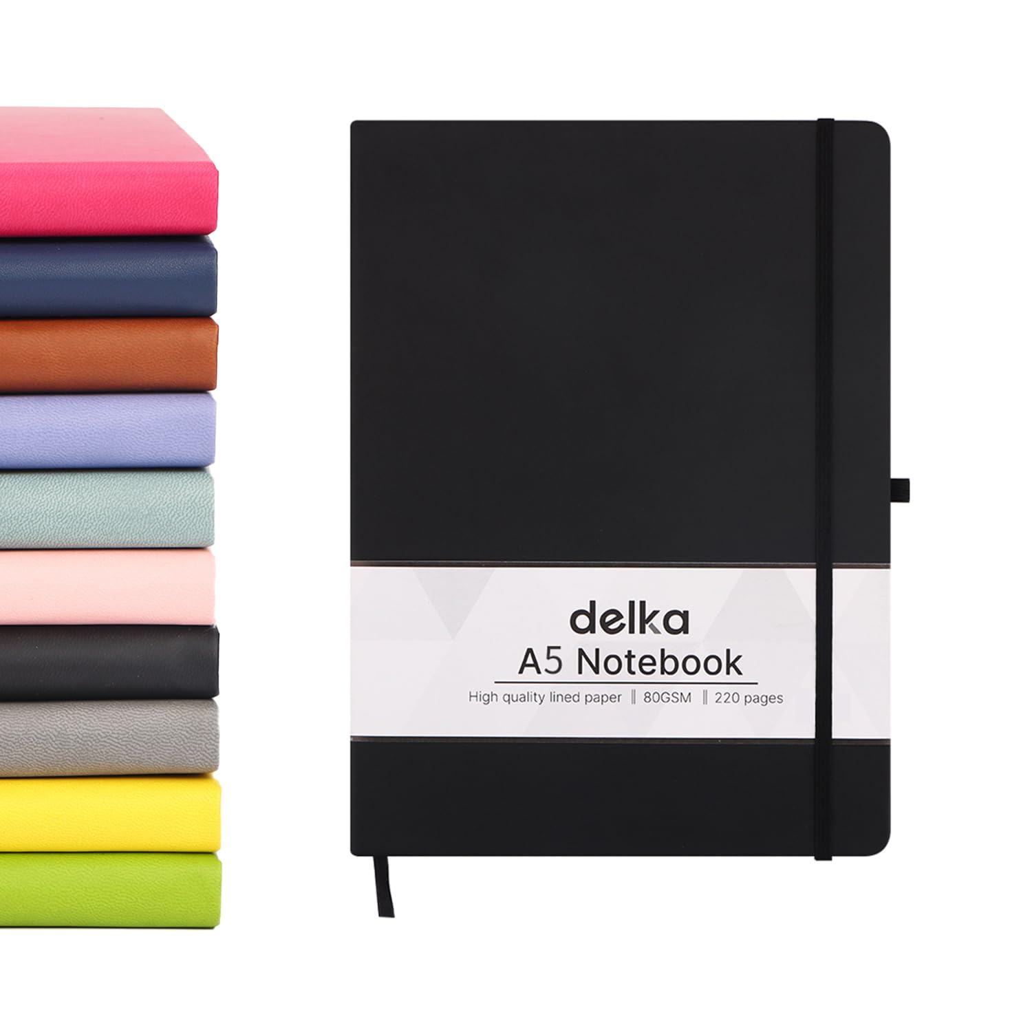 delka A5 Notebook – Lined Notepad Journal, Soft Cover Writing Pad for Office, School, College, Home & Business – Ideal for Note Taking, Daily Planning, Journaling & Study (BLACK, Pack of 1)