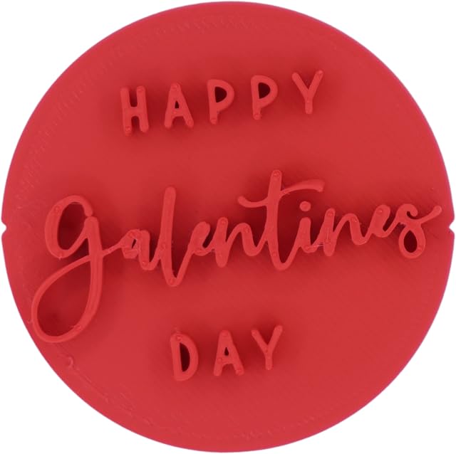 rhinogon Happy Galentines Day Valentines Day Cookie Stamp Fondant Embosser 6cm (2.36 inches) Made in the UK for Baking, Cooking, Fondant, Icing, Cupcake, Cookie, Cake, Biscuits, Decoration