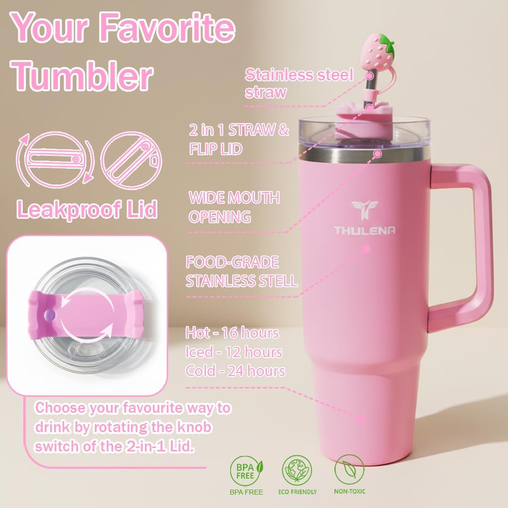 DRIFT TUMBLER - 40 oz Premium Stainless Steel Tumbler with free Reusable Metal Cubes–Double-Wall Insulated with Stainless steel Straw–Leakproof Plug, spill stopper, extra Straw Cover (White) - Image 4