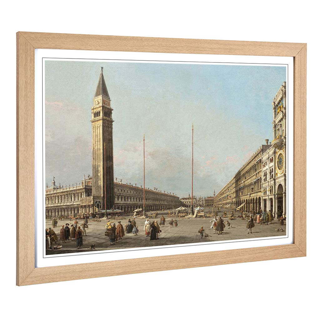Big Box Art Framed Print of Giovanni Canaletto Piaza San Marco Design | Wall Art Picture | Home Decor for Kitchen, Living Room, Bedroom, Hallway, Oak, A2 / 24.5x18 Inch / 62x45cm