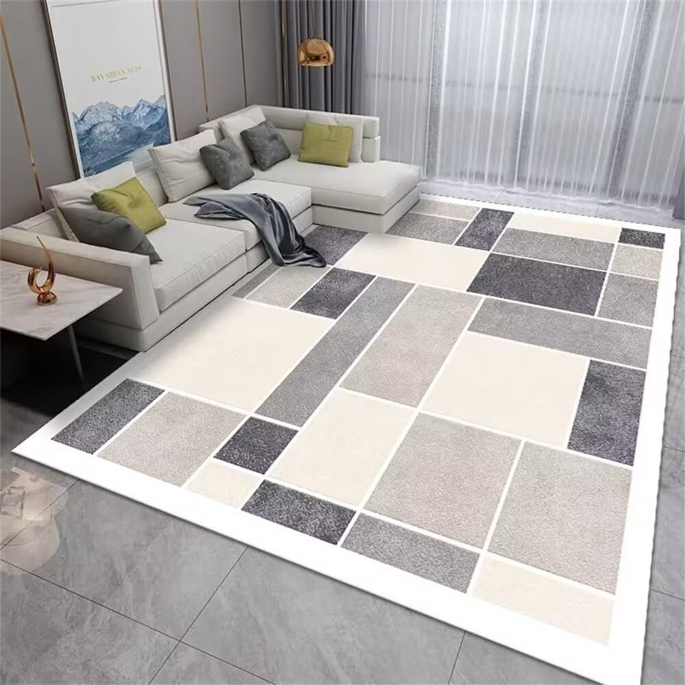 Tapis enfant chambre fille gris 80x150cm au motif géométrique moderne