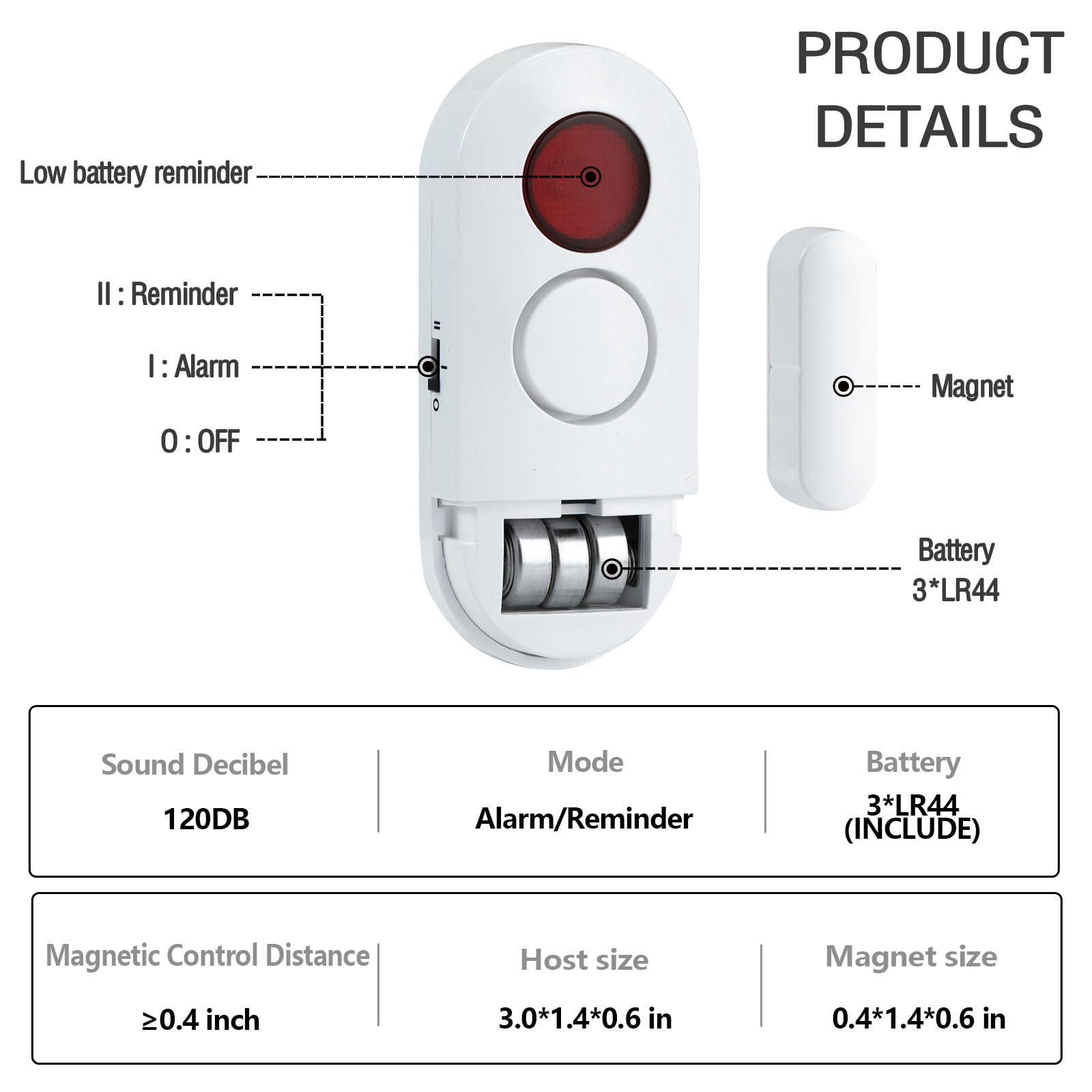 Door Alarm, Door Window Alarm, 2-in-1 Alarm & Chime, Door and Window Alarms for Home Security, Door Alarms When Opened, 120DB Pool Alarms for Door, Burglar Alarms for Home Security(4 Pack)