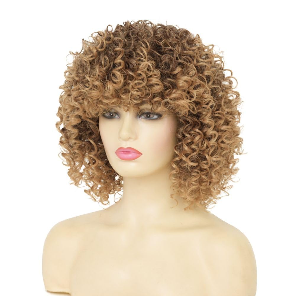 Amazon.com : Siudus Blonde Curly Afro Wigs for Black Women  display picture 2
