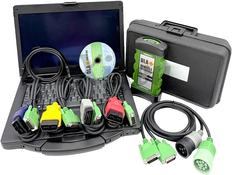 Heavy Duty Truck Scanner 2025 V2 Software Truck Diagnostic Tool for D - LA+2.0 Vehicle Interface, for Diesel Scan Tool Service Kit (with Laptop CF53)