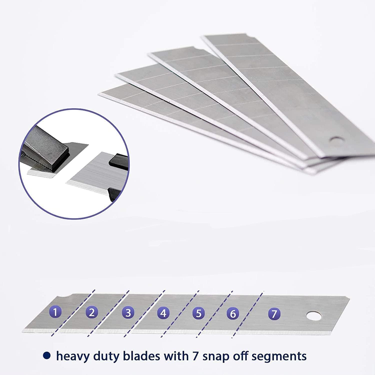 25MM Heavy Duty Utility Knife, Box Cutter with 10pcs SK-5 Retract Blades, Snap-Off Cutters with Rubber Grip for Cardboard, Boxes, DIY Crafts