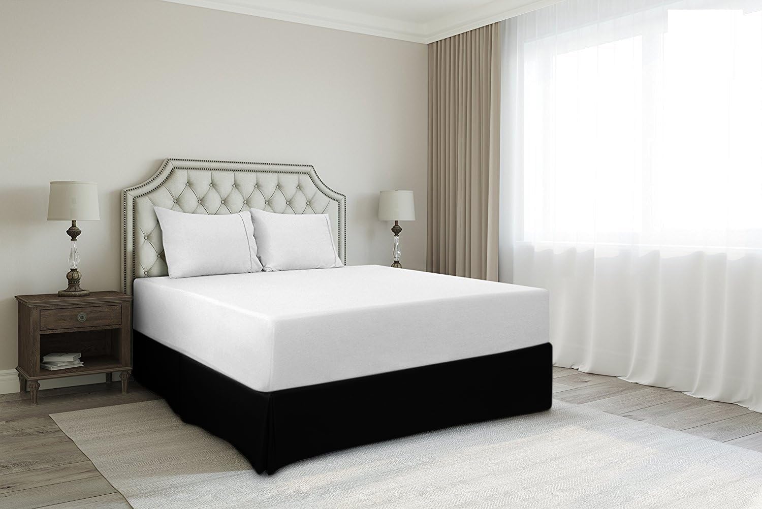 Premium King Size Bedskirt 800TC 100 Egyptian Cotton Black