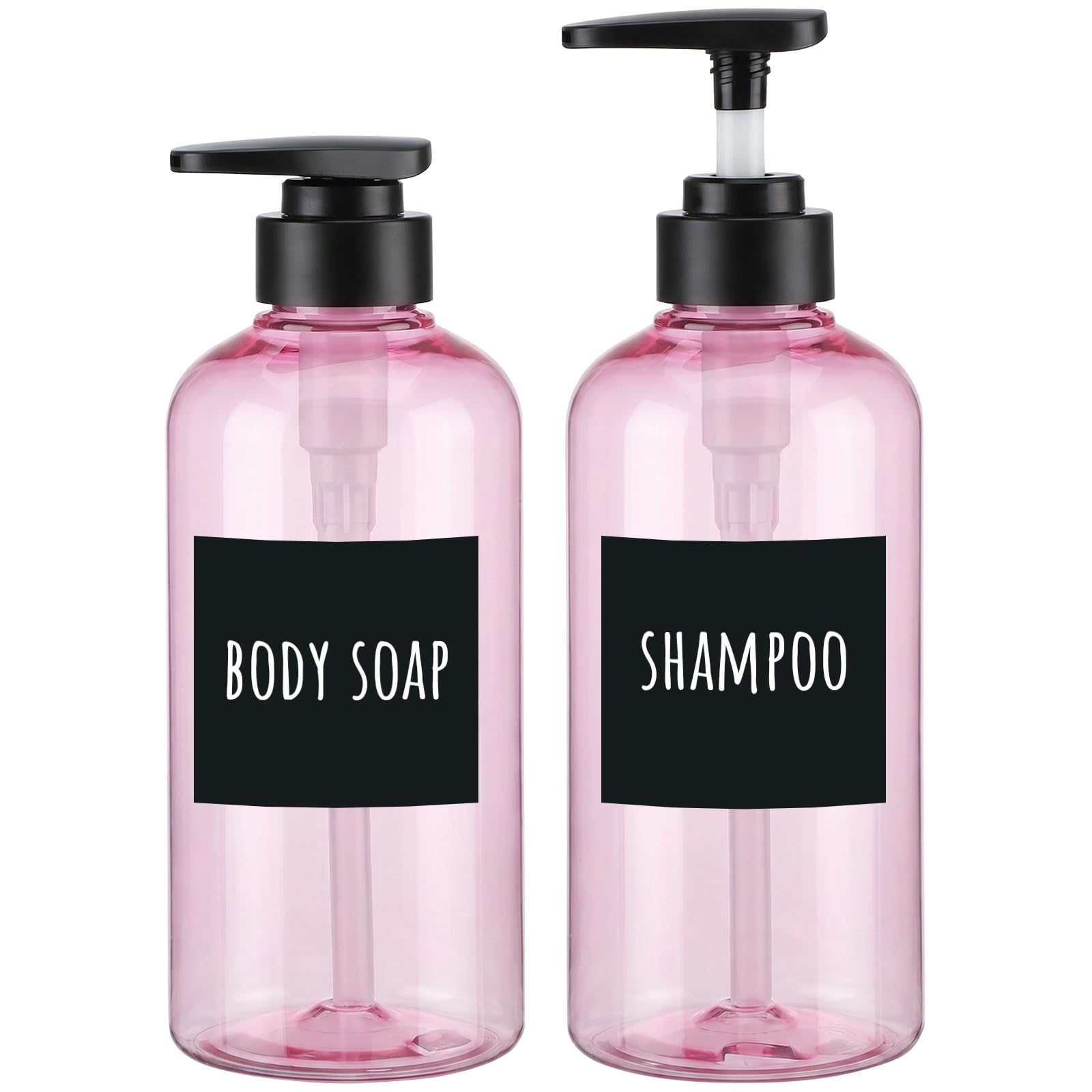 Segbeauty 16.9oz 2Pcs Refillable Shower Bottles, Empty Pump Dispenser, Pink