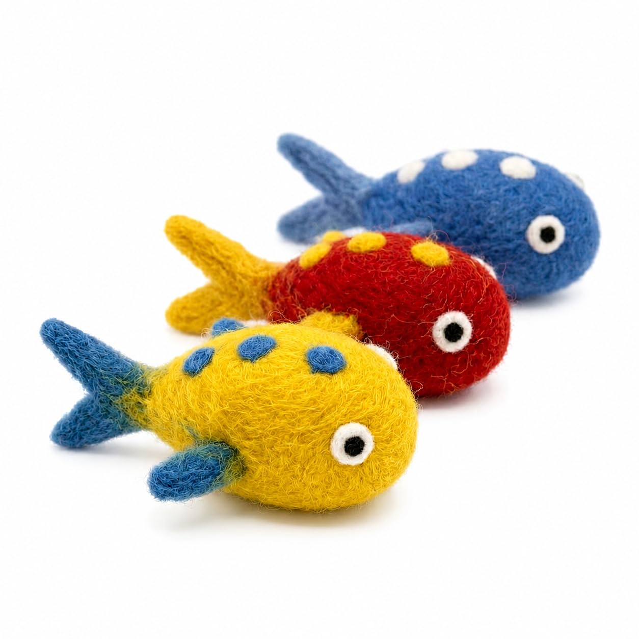 Glaciart One Felt Cat Fish Toy – 3 Pcs | Soft Fuzzy Enrichment 100% Natural Wool Toy - Interactive Play Catnip Cat Toys Set - Safe for Pets, Non-AZO Colored Dyes — image 1