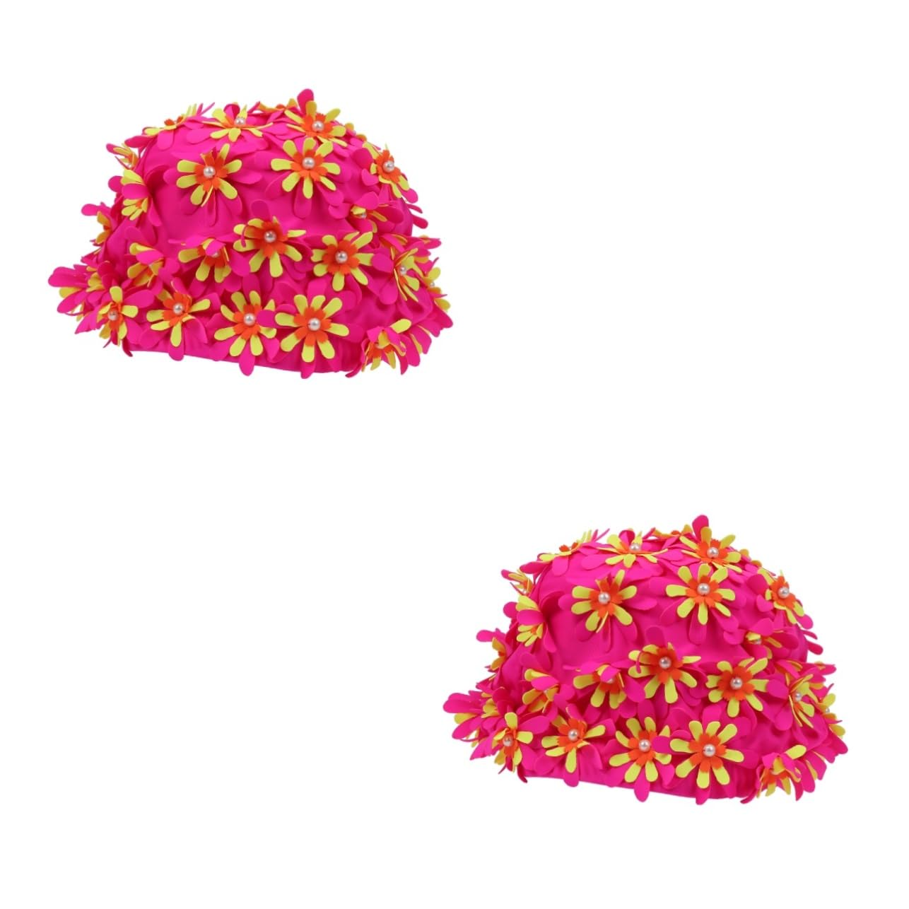 ABOOFAN 2 Piezas Gorro de natación de Gorro de baño de Pelo Largo pétalo Gorra de baño Gorro de baño natación para Adultos Manual Flores Gorro de De Las Mujeres