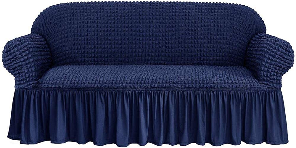 SDYdsgE sofa cover， Universal Sofa Slipcovers Grey Polyester Spandex Fabric Couch Extra Large 4 Seater/Sofa Protector(Navy Blue)