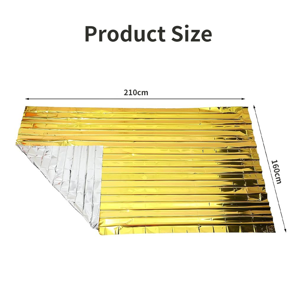 Mantas Térmicas de Emergencia,Mantas Reflectantes de Supervivencia,Mantas de Emergencia,2Pcs Manta Portátil de Emergencia y 2 silbatos SOS para Exteriores, Senderismo, Supervivencia,160 * 210cm