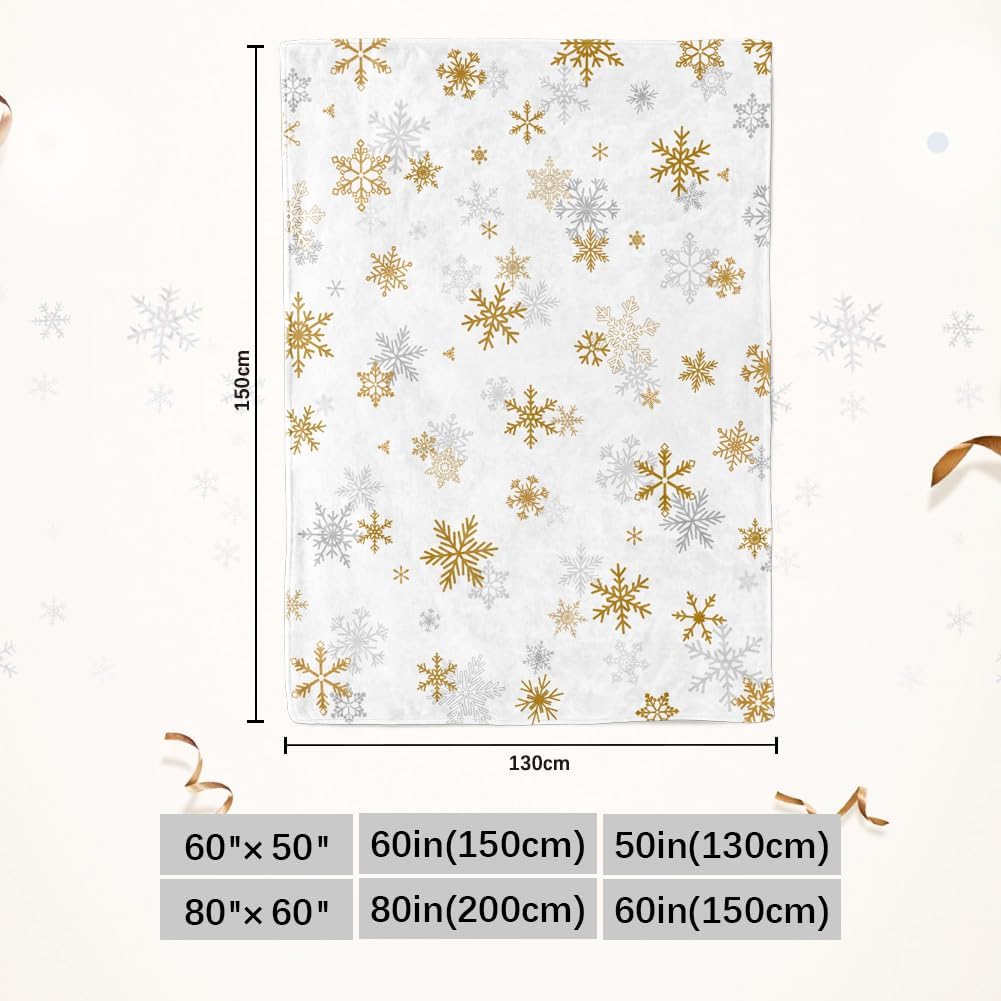 Christmas Throw Blanket Christmas Snowflake Blanket Ultra Soft Flannel Fleece Blankets Winter Plush Fuzzy Warm Bed Blankets Xmas Holiday Decor for Couch Bed 50" X 60" - Image 6