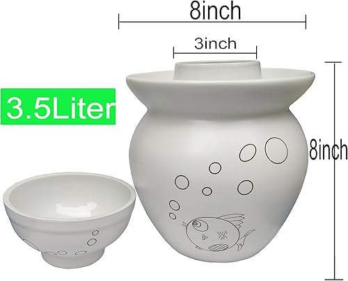 Miniatura 5 de YOBNKU Fermentación Crock 3.5 litros, kit de fermentación de tarro de pepinillo con tapa de sellado de agua, para pepinillos, kimchi (3.5L)