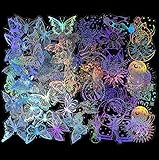 MCZLOG Holographic Stickers, 90 PCS Vintage Butterfly & Magic Transparent Stickers, Resin Decorative