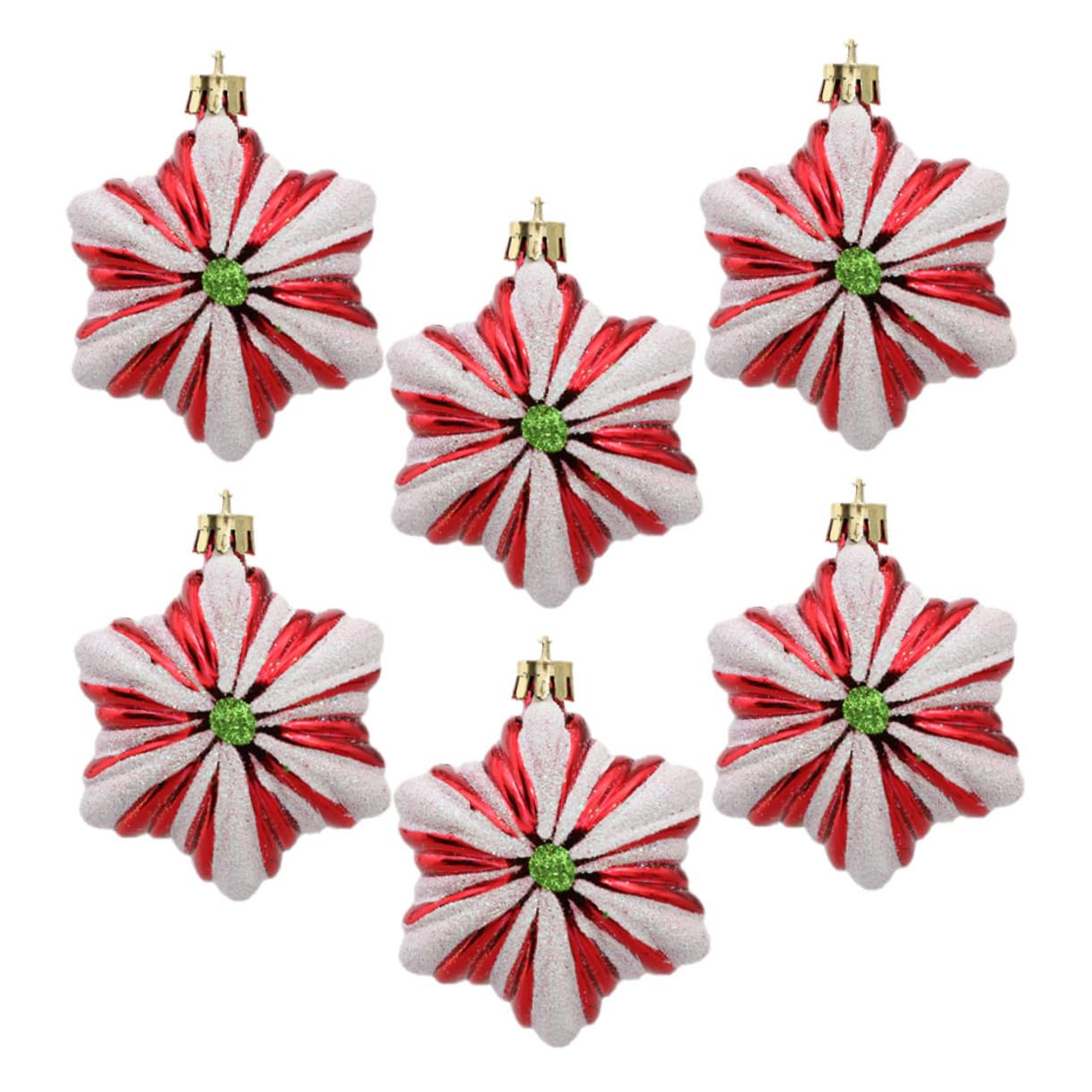 SOLUSTRE 4 Set Ciondolo Stella Esagonale Natale Mini Ornamenti Per Alberi Forme Ornamenti Stellari Neve Artificiale Decorazioni Ufficio Decori Sospesi Ciondolo Natalizio Plastica 6 Pezzi*4