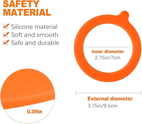 Miniatura 9 de 8 juntas de silicona para frascos de 3.75 pulgadas, sellos de goma para frascos de vidrio, accesorios de sellado de tarros a prueba de fugas,