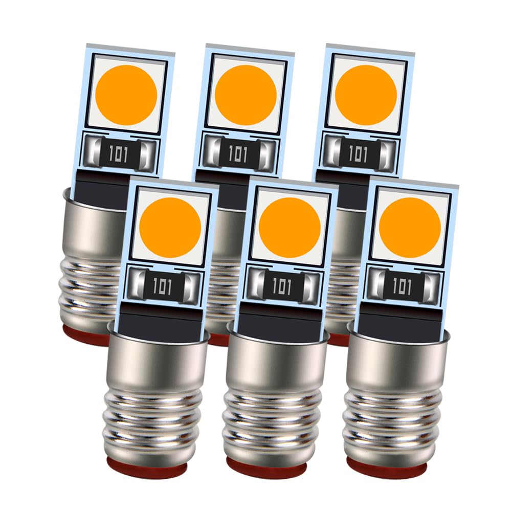 Ruiandsion E5 Truck Lights Interior E5.5 Screw Bulb Lamps Intelligent Decoding 100LM 3000K Warm White AC/DC 12V 3030 LED Chip for Modle Freight Compartment(6pcs)