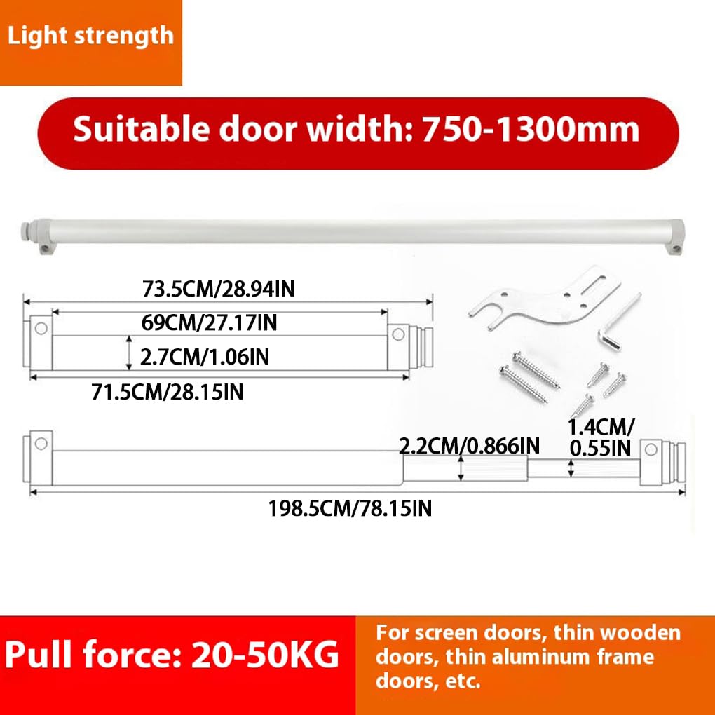 Cierrapuertas automático con puertas de vidrio corredizas, de aleación de aluminio Para blanco, con amortiguación para patio, balcón y baño, 50-70 kg