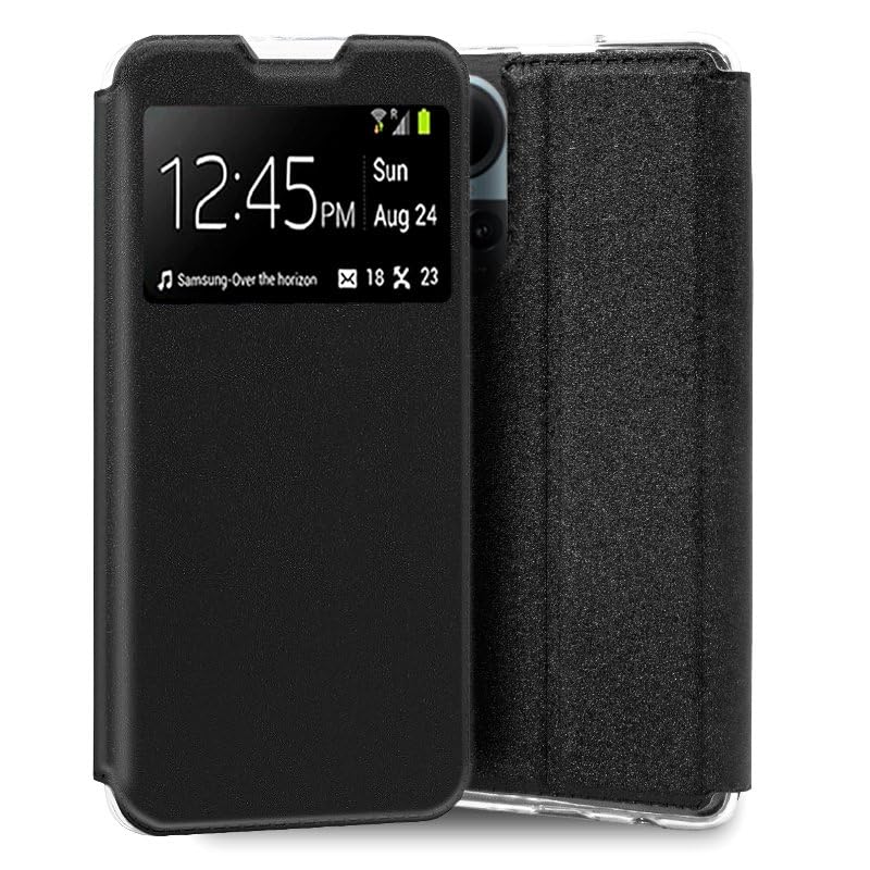 Cool Flip Cover Case for OPPO Reno 10 5G / 10 Pro 5G Smooth Black, Black/White